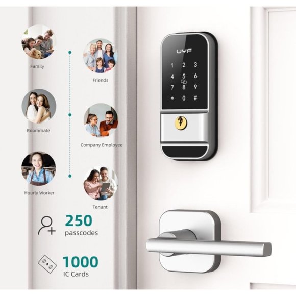 Keyless Entry Door Lock with Lever - UYF Electronic Keypad Deadbolt Lock with Ha - Picture 4 of 10